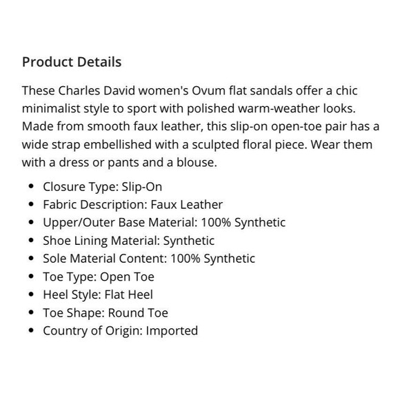 Charles David Womens Ovum Flat Sandals Floral Flower Gold Slip On Size 9 NWOT - Picture 7 of 7